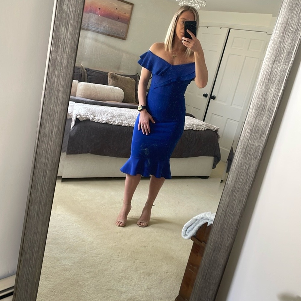 Elegant Blue Off-Shoulder Dress